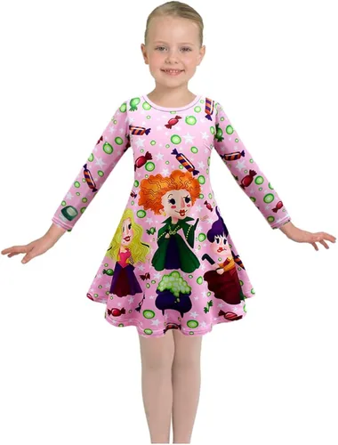 Vista 2 de CREATIE Vestido casual de manga larga para niñas 4-9 años