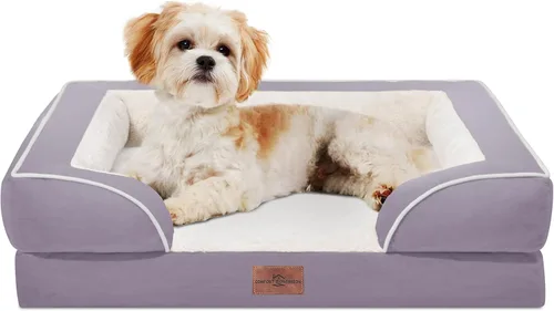 Vista 226 de Comfort Expression - Cama ortopédica para perros medianos, 28 x 19 pulgadas, cama impermeable y de apoyo de espuma con cojines removibles, sofá