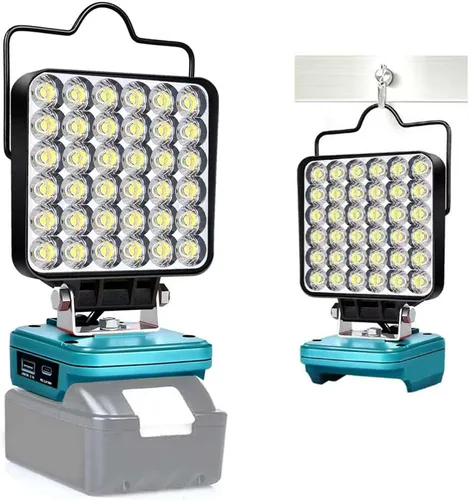 Vista 9 de Luz de Trabajo LED Inalámbrica Compatible con Batería Makita de 18V, Linterna de 48W 3400LM Luz de Inundación Portátil con Puertos USB y Tipo C