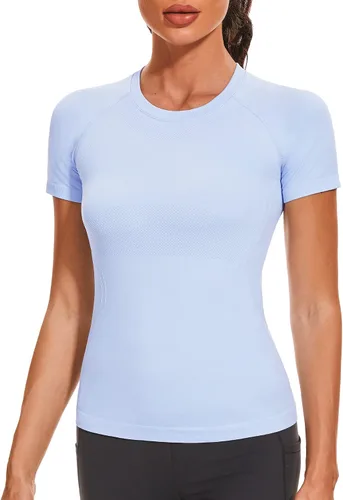 Vista 8 de Stelle Camisetas de entrenamiento para mujer, sin costuras, de manga larga, con agujeros para el pulgar para deportes, correr, atléticas, ajustadas