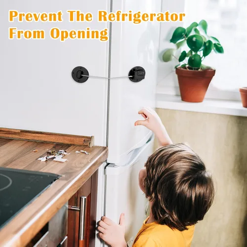 Vista 7 de 4 cerraduras para refrigerador, cerradura de puerta de refrigerador sin taladro, cerradura de nevera con contraseña, mini cerradura digital