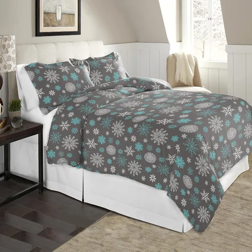 Vista 8 de Celeste Home Juego de edredón tamaño King y California King de 6.94 oz/m², cálido y acogedor, franela 100% algodón preencogido, extra suave, cómodo