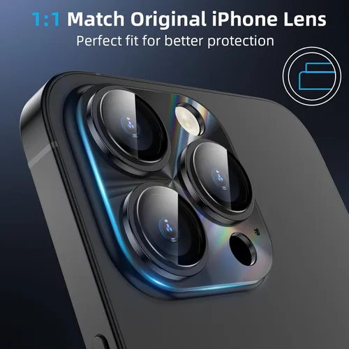 Vista 5 de YWXTW Protector de lente de cámara para iPhone 15 Pro Max/iPhone 15 Pro, [gradiente láser de litografía] [fortalecimiento 5X] Protector de pantalla