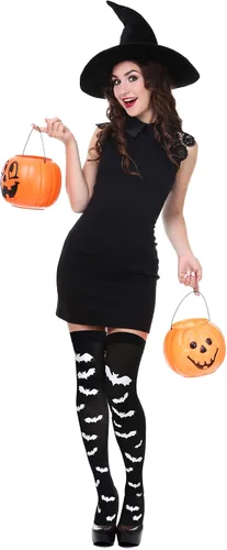 Vista 2 de Boao 4 pares de medias largas hasta el muslo de Halloween por encima de la rodilla, calcetines para festivales de cosplay