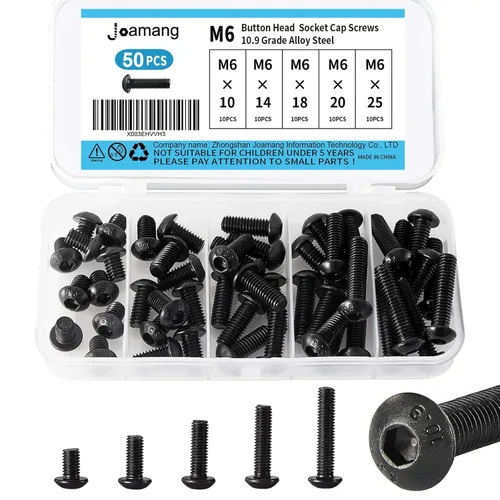 Vista 8 de Tornillos de cabeza de botón M6 x 8 mm, 12 mm, 16 mm, 20 mm, 25 mm, tornillos de cabeza de botón, acero de aleación de grado 10.9, acabado de óxido