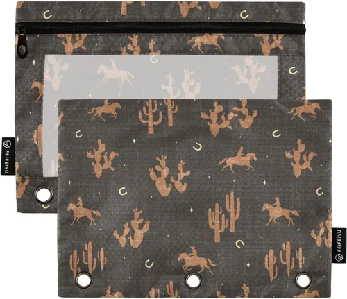 Vista 16 de Estuche de béisbol blanco para lápices de 3 anillas, paquete de 2 carpetas para lápices, estuche transparente con cremallera, bolsa de cosméticos