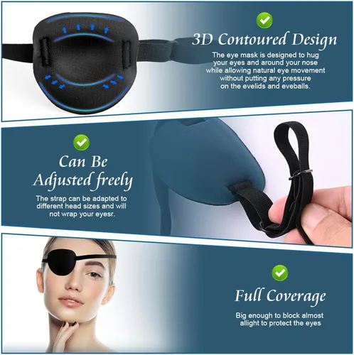 Vista 3 de Abnaok 5 parches para los ojos, parches súper suaves, parche médico ajustable para adultos y niños, parches para ojos perezosos para ambliopía