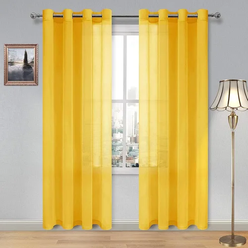 Vista 15 de DWCN Cortinas traslúcidas color verde frijol para sala de estar y dormitorio - Cortinas voile con aspecto de lino sintético con ojales en la parte