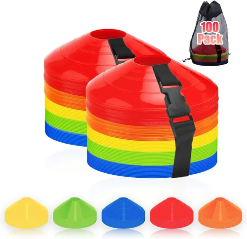 Vista 11 de Ashsajkd Juego de 25/50/100 conos de fútbol de agilidad con bolsa de transporte y para conos de fútbol para entrenamiento, fútbol, baloncesto