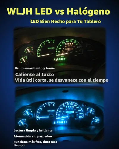 Vista 6 de WLJH Kit de bombillas LED para tablero de instrumentos T5 T10 con enchufes Azul hielo