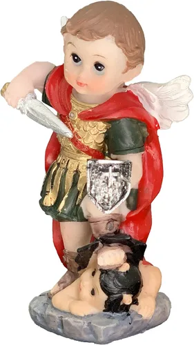 Vista 2 de > San Miguel Arcangel/Estatua San Miguel Cara de Bebé Figura Religiosa 3.5" Alto>