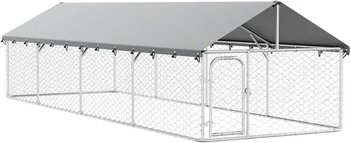 Vista 2 de vidaXL Perrera para perros al aire libre con techo 236.2"x78.7"x59.1