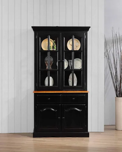 Vista 9 de Sunset Trading Buffet de recuerdo y gabinete iluminado, acabado negro/cereza