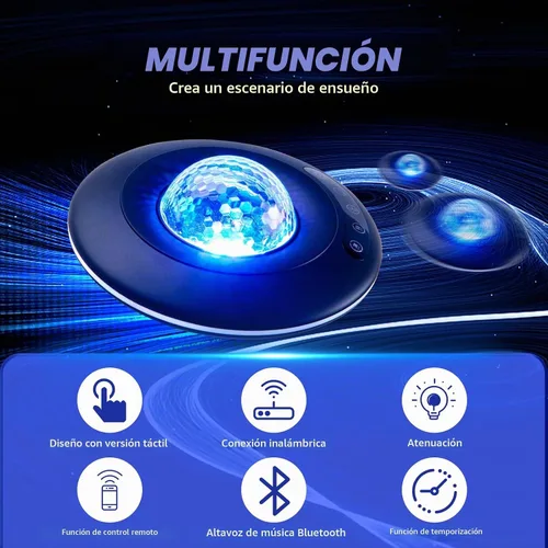 Vista 3 de LooEooDoo Proyector de estrellas, lámpara de proyección estrellada de la galaxia, altavoz Bluetooth con iluminación Aurora con temporizador