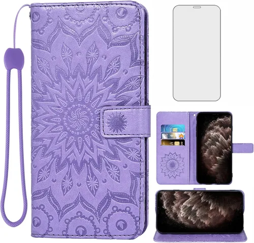Vista 8 de Funda de teléfono para iPhone 11 Pro Max 6.5 con protector de pantalla de vidrio templado y funda de cuero con tapa para tarjetero, accesorios