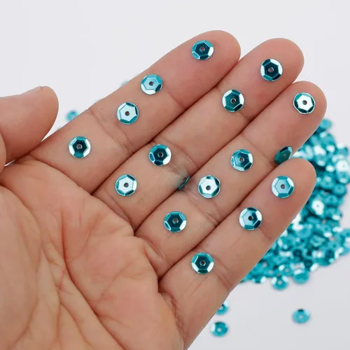 Vista 6 de (1200 unidades/juego, color azul turquesa, 0.236 in) surtido de lentejuelas de plástico sueltas – cuentas facetadas brillantes secuencia/Lentejuelas