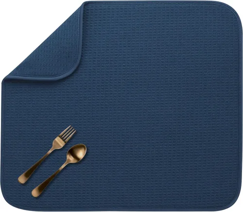 Vista 50 de S&T INC. Tapete de microfibra para secado de platos, reversible y absorbente para cocina, de 16 x 18 pulgadas, color negro