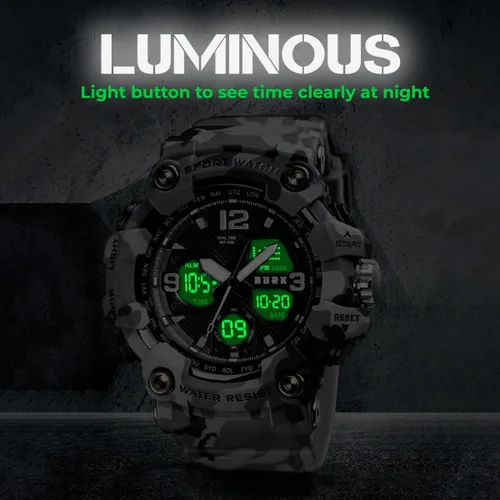 Vista 6 de BURK 1742 Men's Watches Multifunction Watch Men Sports Wristwatches Military Shockproof Fashion Digital Waterproof
