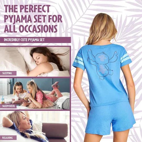 Vista 5 de Disney Stitch - Pijama corto para mujer, conjunto de dos piezas, ropa de dormir Eeyore, ropa de dormir, regalos de puntada