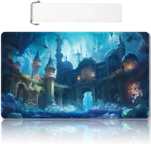 Vista 10 de DAUXID Tapete de Juego MTG Cosido Premium con Zonas y Respaldo de Goma Antideslizante, Tapete de Juego TCG para MTG y Otros Juegos de Cartas, Diseño