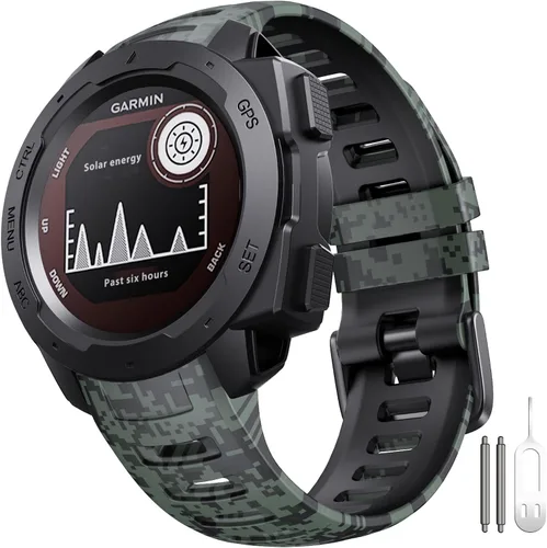 Vista 36 de NotoCity Correa de repuesto para Garmin Instinct, silicona suave, compatible con Garmin Instinct 2/Solar/Tactical(verde militar)