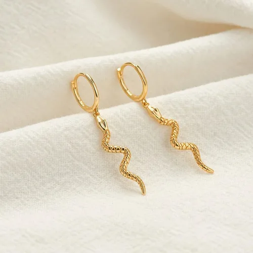 Vista 5 de Long tiantian Juego de joyas de serpiente para mujer, aretes colgantes de serpiente, pulsera de serpiente brillante, ajustable, collar de serpiente