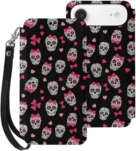 Vista 17 de SWEET TANG Compatible with iPhone 17 Pro Wallet Case Women PU Leather Shockproof Protective Folio Flip Cover (Cute Thanksgiving Turkey Maple Leaf)