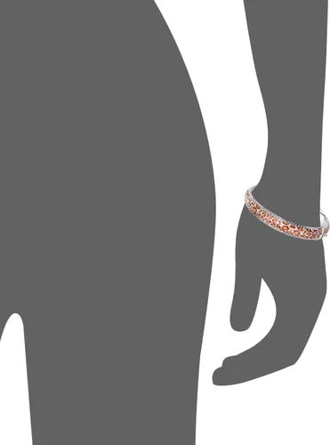 Vista 3 de Gold & Honey 1995 G&H Pulsera de plata de ley y esmalte con bisagra con estampado de leopardo y diseños de corte de diamante, Plata de ley Plata