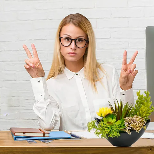 Vista 7 de Plantas suculentas artificiales en maceta de 7.2 pulgadas