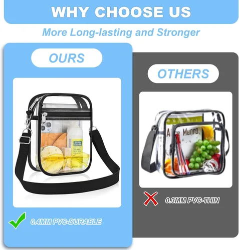 Vista 5 de Bolso transparente Slumou para eventos en estadios - Bolso pequeño, mini bolsos de mensajero para fanáticos de deportes para conciertos, trabajo