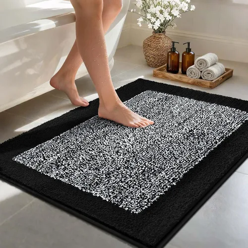 Vista 48 de Alfombras de baño de 17 x 24 pulgadas, antideslizantes, lavables, color gris, para bañera, tapete de baño para baño, tapete suave y absorbente
