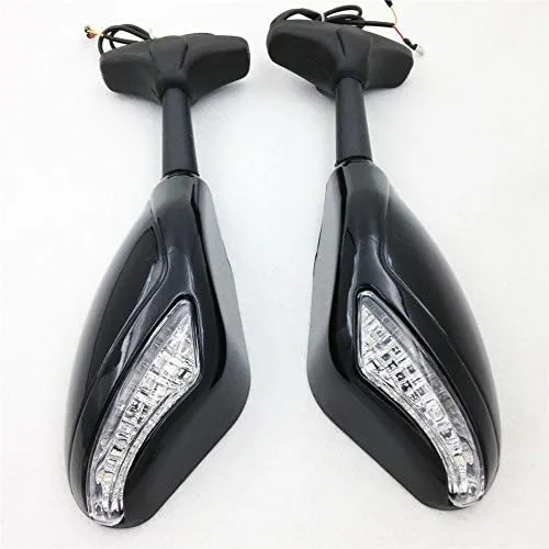 Vista 6 de HK - Espejos laterales LED integrados color negro brillante compatibles con Suzuki GSXR 600/750 GSXR 1000 1100 Hayabusa GSF 600S 1200 1200S BANDIT