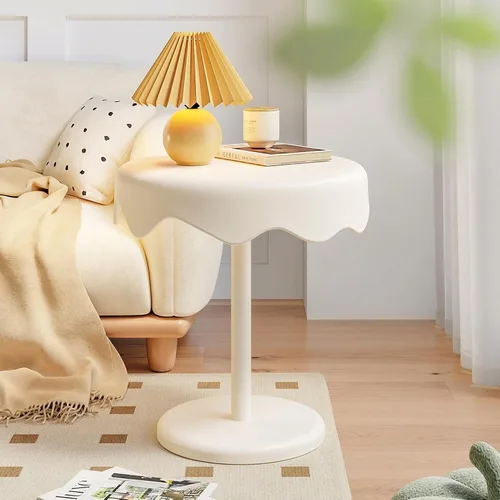 Vista 2 de YVYKFZD Round Side Table, Unique Couch End Table, Snack Sofa Table with Metal Legs, Minimalist Nightstand Accent Tables, for Living Room, Black