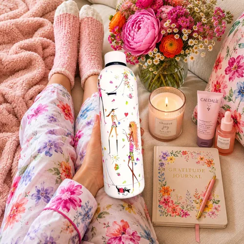 Vista 2 de Fun Chic - Botella de agua motivacional de 24 onzas para mujer, acero inoxidable, citas inspiradoras, regalo femenino, bebida eléctrica para niña