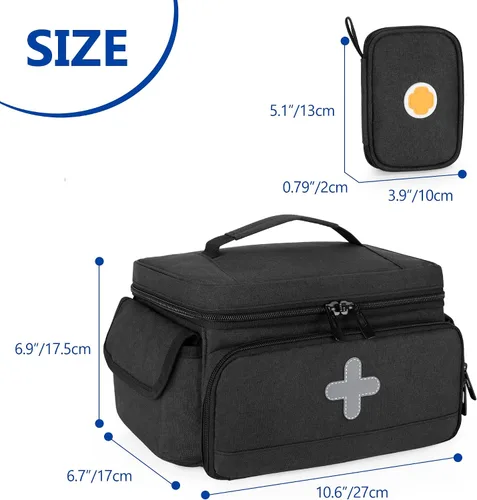 Vista 6 de CURMIO Bolsa de almacenamiento de medicamentos vacía, organizador de botellas de píldoras con cerradura con bolsas portátiles con cremallera