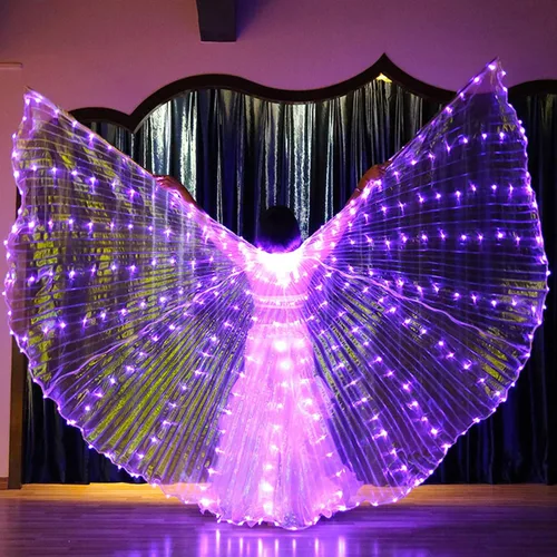 Vista 10 de Ragyzity - Alas LED de Isis que se iluminan, alas brillantes y luminosas para disfraces de danza del vientre, alas de mariposa LED para Halloween