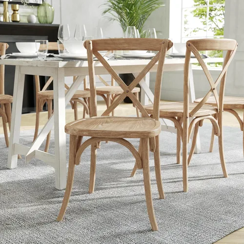 Vista 2 de Flash Furniture Silla de madera con respaldo en X, natural Acabado teñido a mano, construcción duradera, uso comercial