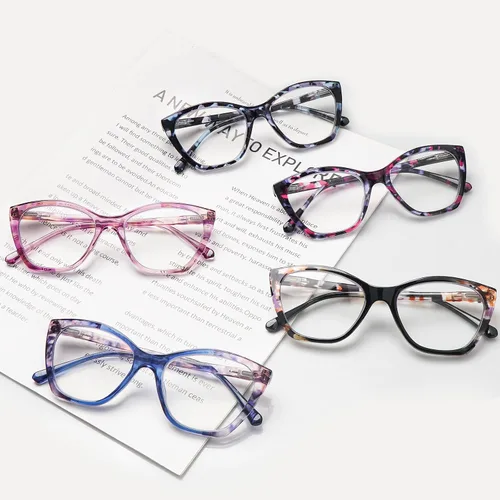 Vista 2 de Gafas de lectura para mujer, antideslumbrantes, con bloqueo de luz azul, lentes de moda para mujer, lentes de bisagra de resorte