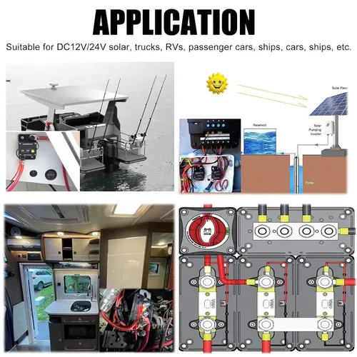 Vista 4 de Conectores de terminal de batería M8, pernos de distribución de energía de ajuste universal resistente, rojo y negro, juego de 4 kit para automóvil