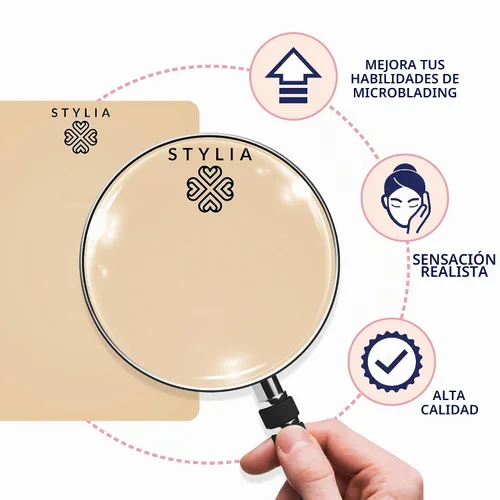 Vista 3 de Stylia Hoja de piel falsa de práctica de Microblading para tatuaje de cejas, piel falsa para tatuaje, aguja de micro cuchillas, maquillaje de cejas
