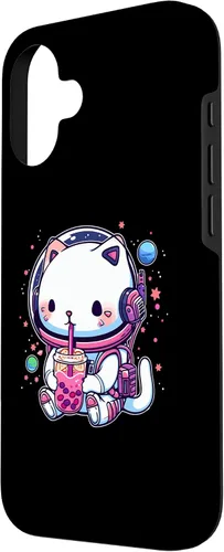 Vista 2 de iPhone 16 Kawaii Cat Bubble Boba Tea In Space Astronaut Anime Girls Case