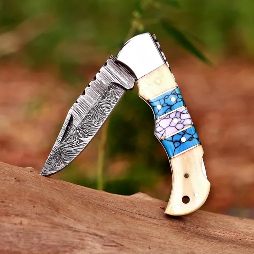 Vista 10 de Hawkbill, cuchillo de bolsillo plegable con hoja de acero, herramientas de utilidad Lineman, mango G10 negro y verde.