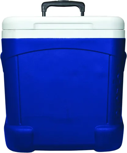 Vista 2 de Igloo Hielera de rodillos con ruedas, color blanco/azul, 60 cuartos de galón