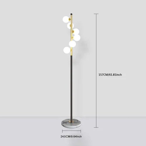 Vista 7 de Hsyile Lighting KU300205 Lámpara de pie creativa moderna y elegante con pantalla de cristal blanco y base de mármol para sala de estar, dormitorio