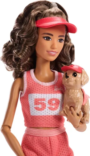 Vista 2 de Barbie Muñeca de corredor de bienestar con estilo hecho para mover