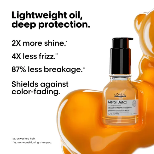 Vista 3 de L'Oreal Professionnel Metal Detox Leave-In Oil - Detoxifies, Prevents Damage and Prolongs Hair Color With Shine