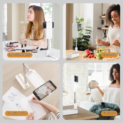 Vista 7 de 4smarts Trípode de grabación para teléfono con luz LED, giratorio de 360°, soporte portátil y extensible para teléfonos inteligentes de 3.5 a 6.9