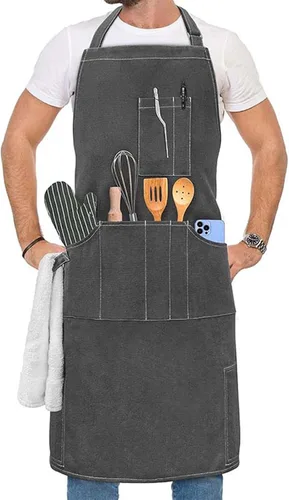 Vista 5 de Delantales artísticos para pintar cerámica, delantales de cocina para hombre y mujer, delantales de cocina para cocina, restaurante, barbacoa