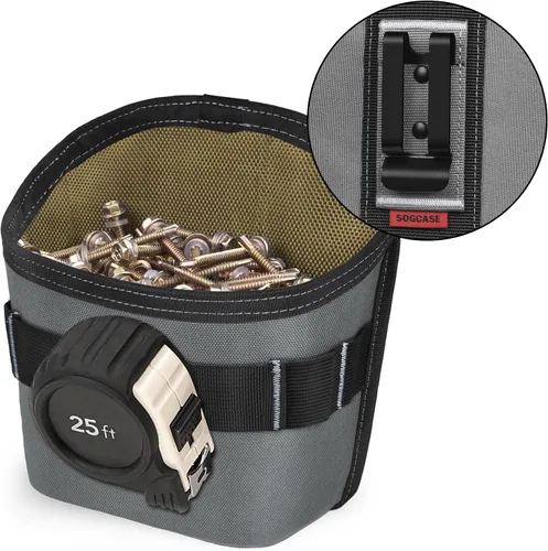 Vista 8 de Bolsa de herramientas SOGCASE para clavos y tornillos con clip para cinturón (XL, Negro)