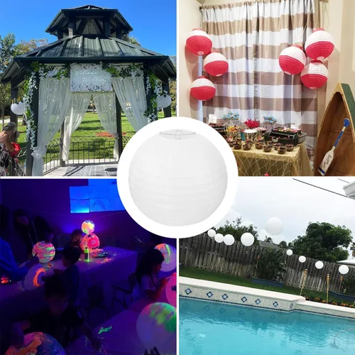 Vista 7 de Paquete de 30 linternas redondas blancas elegantes de 12 pulgadas para fiestas, bodas, cumpleaños
